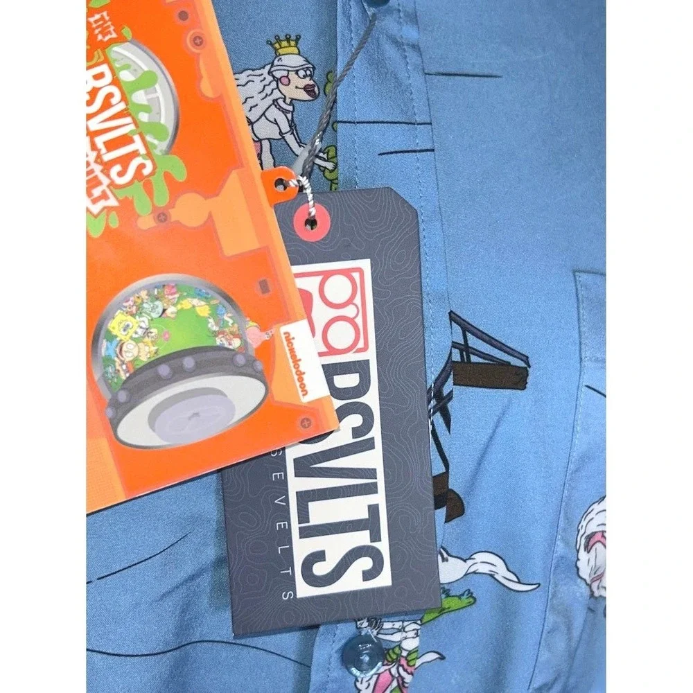 RSVLTS Rugrats Reptar On Ice Short Sleeve Button Down Shirt Mens Large New wTags